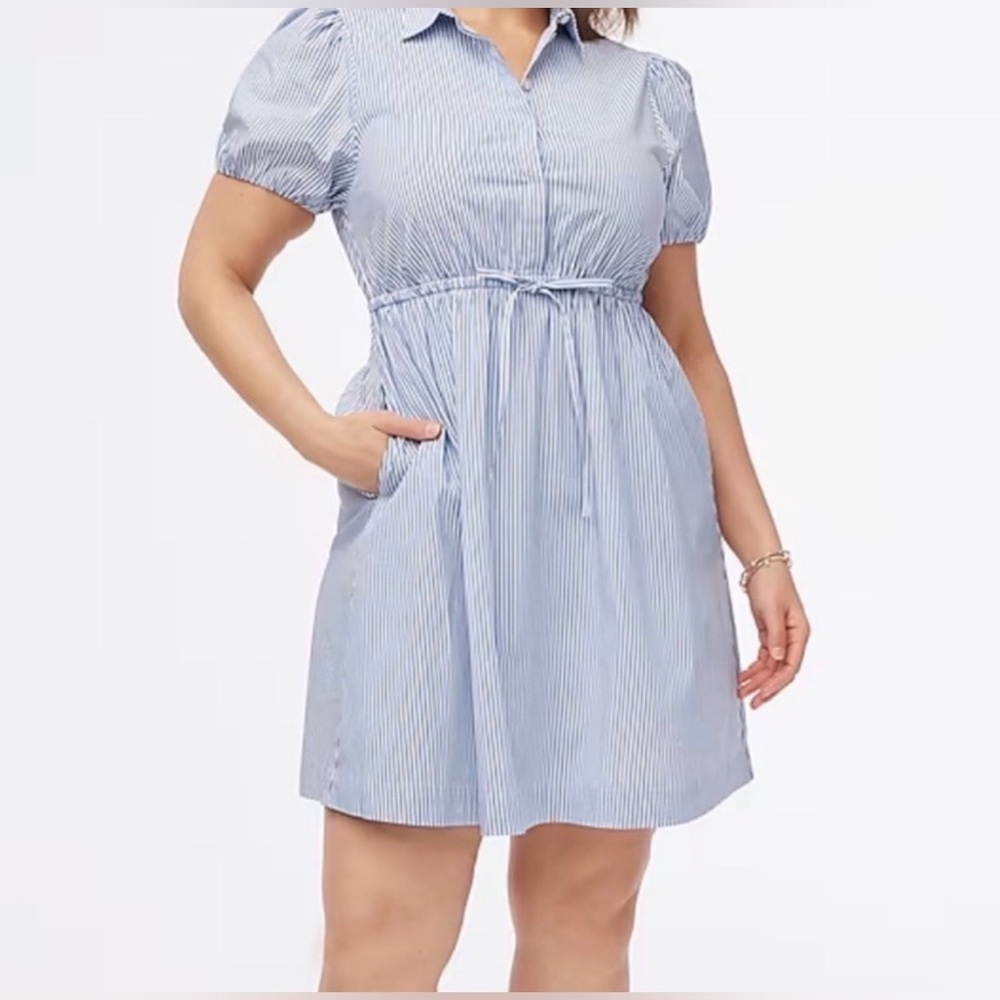 J. Crew Light Blue Striped Mini Dress